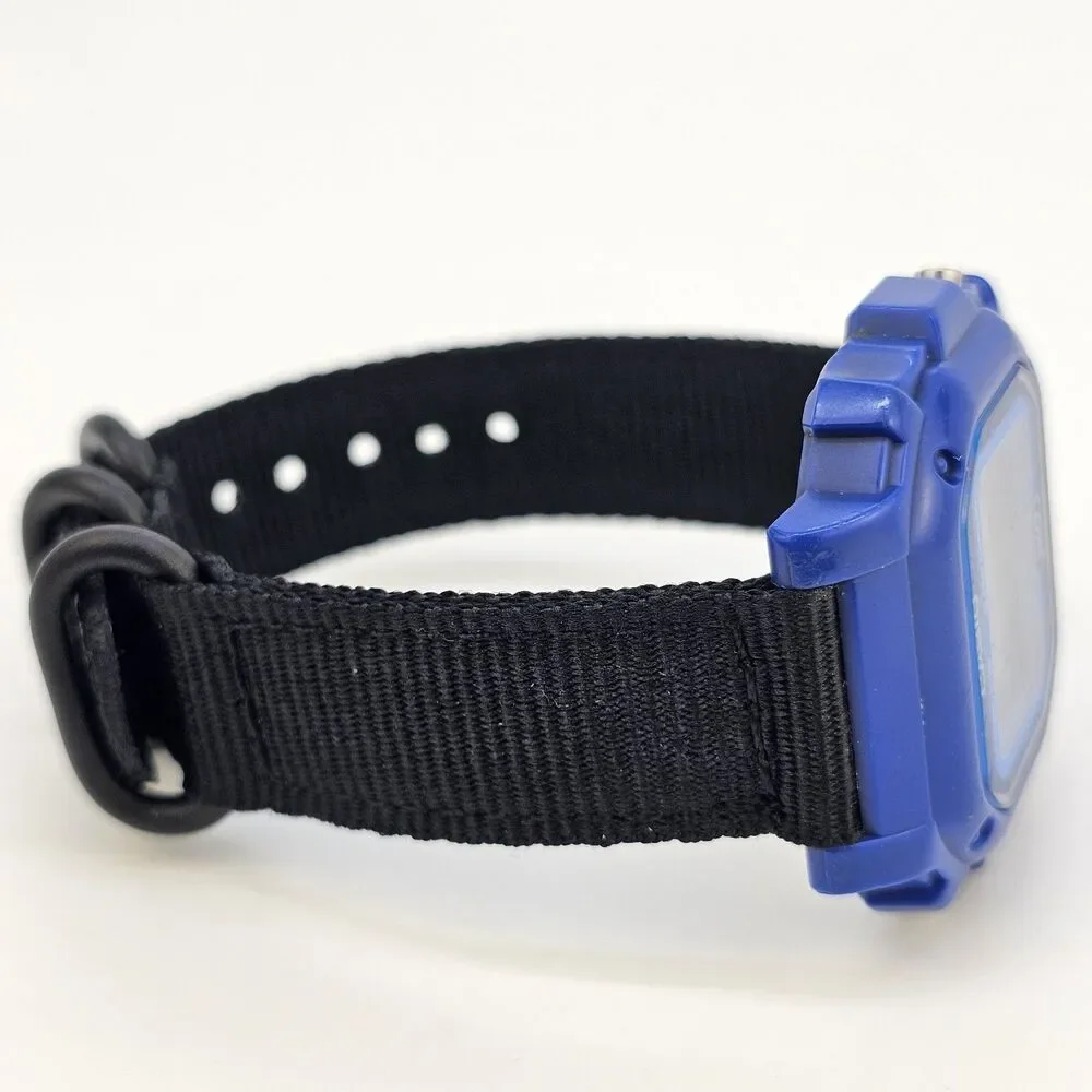 CASIO Illuminator 43MM Blue Tone Case Digital Men's Watch New Black Canvas Bands
